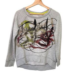 Proenza Schouler Neiman Marcus Small S Graffiti Print Gray Pullover Sweatshirt